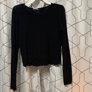 black ruffle detail long sleeve
